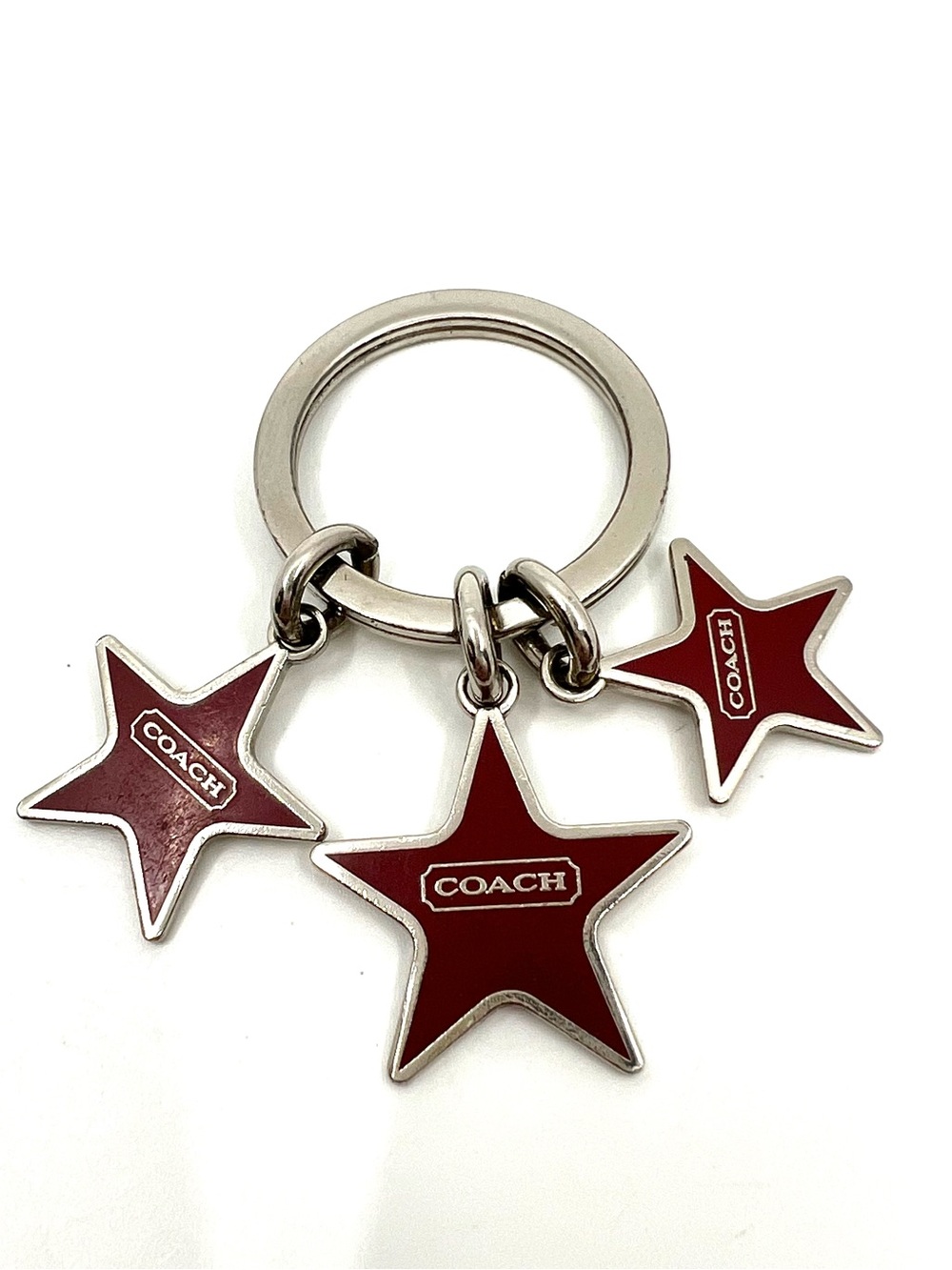 Coach Three Star Red and Silver Keychain